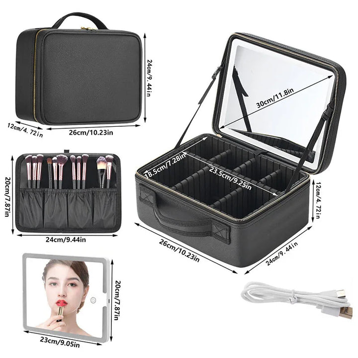 Cosmetic Case With Mirror and Light Led  For Women