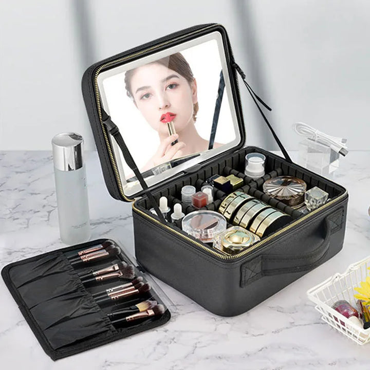 Cosmetic Case With Mirror and Light Led  For Women
