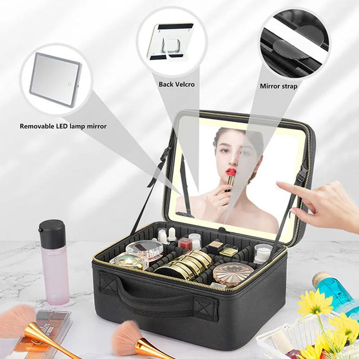 Cosmetic Case With Mirror and Light Led  For Women